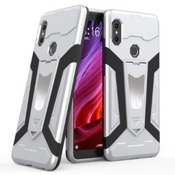 Противоударный чехол для Xiaomi Redmi Note 5 с металлической пластиной (серебристый)