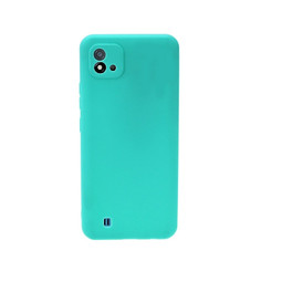 Силиконовый матовый чехол с защитой камер для Realme С11 2021 (бирюзовый)