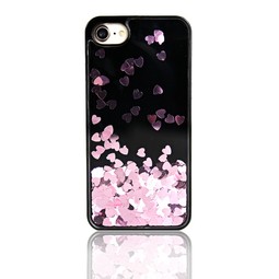 Чехол для iPhone 7/8 (розовые сердечки с жидкостью)