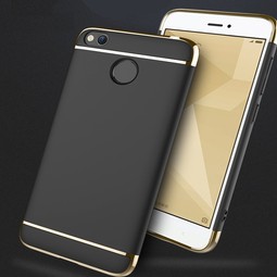 Чехол для Xiaomi Redmi 4X (пластик 360, черный с золотом)