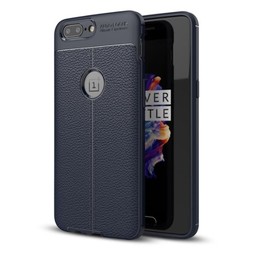 Чехол для OnePlus 5 TPU (темно-синий, узор кожа)
