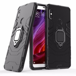 Противоударный чехол для Xiaomi Redmi Note 5 с кольцом и железной пластиной (черный)