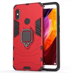 Противоударный чехол для Xiaomi Redmi Note 5 с кольцом и железной пластиной (красный)
