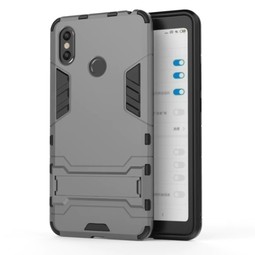 Противоударный чехол Armor Case для Xiaomi Mi Max 3 с подставкой (серый)